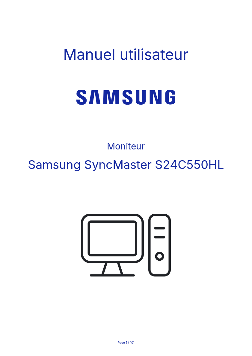 Image de la première page du manuel de l'appareil SyncMaster S24C550HL