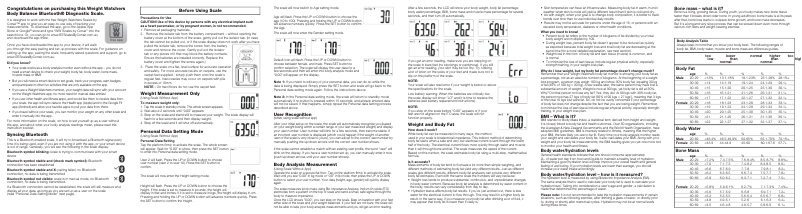 Page 1 de la notice Manuel utilisateur Conair Body Balance Bluetooth Diagnostic Scale