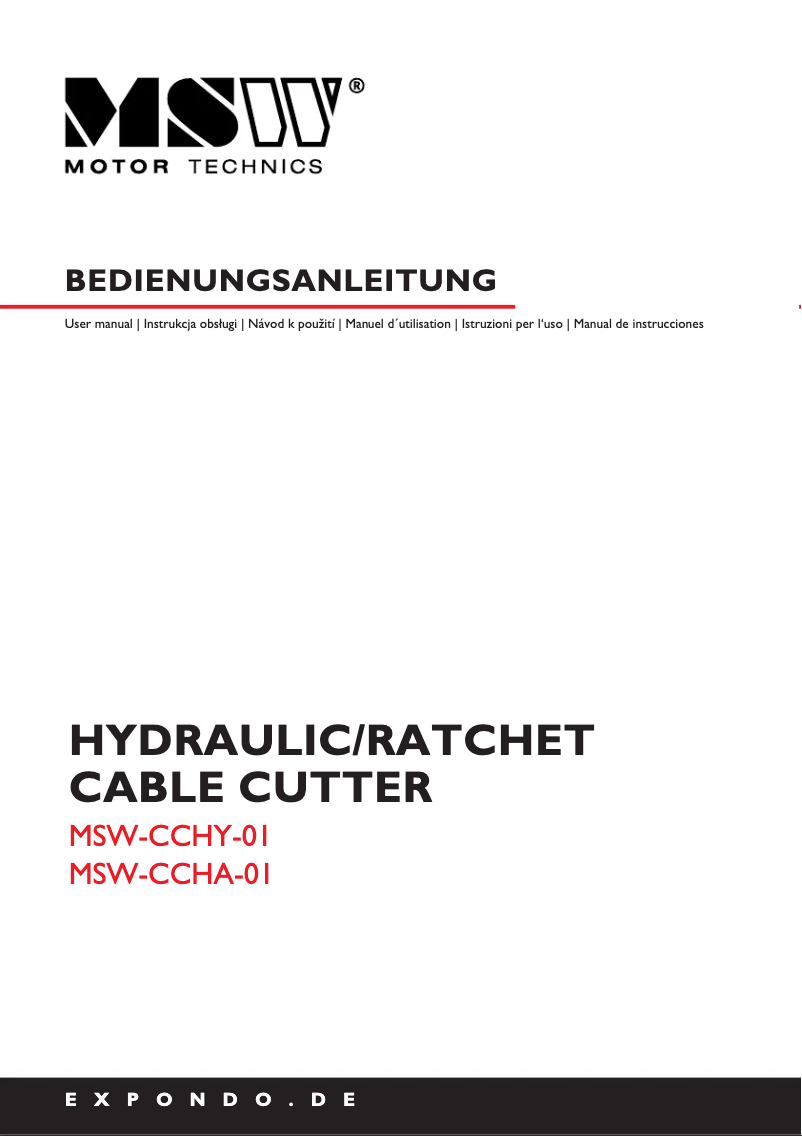 Page 1 de la notice Manuel utilisateur MSW MSW-CCHA-01