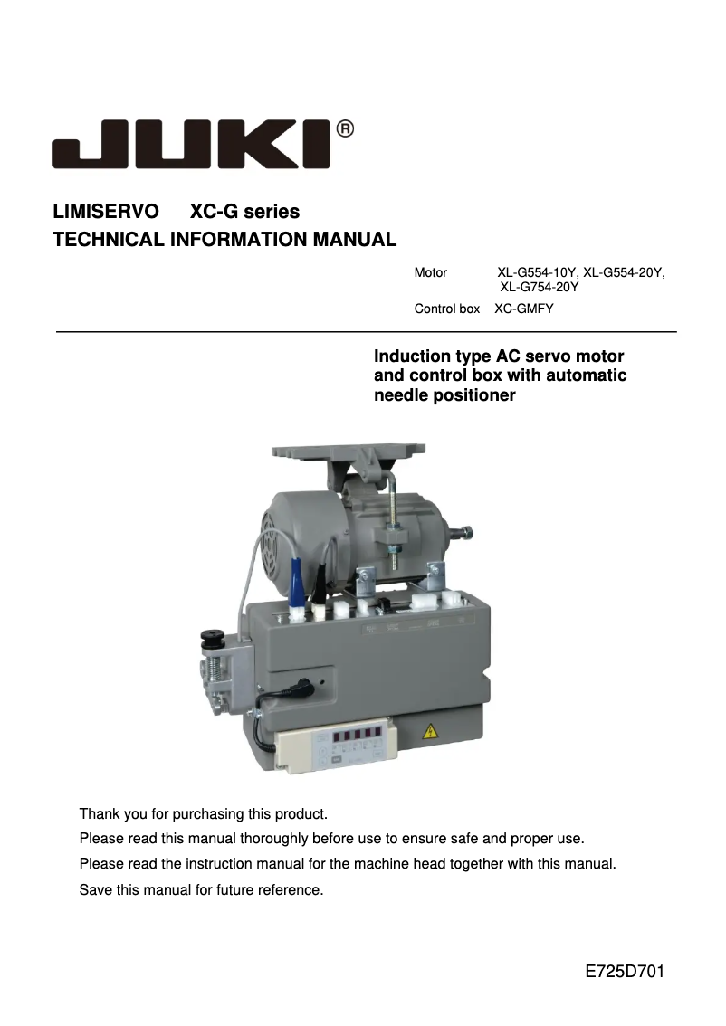 Page 1 de la notice Manuel utilisateur Juki XC-G