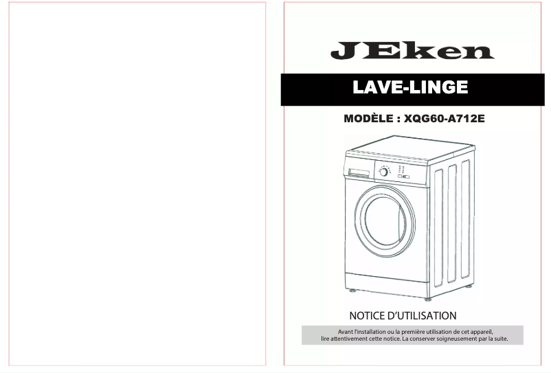 Page n°1 - Manuel utilisateur Jeken XQG60-A712E