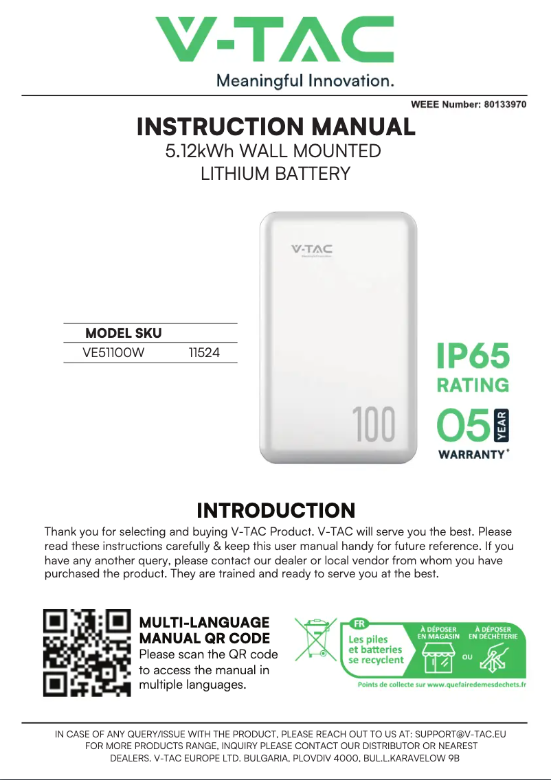Image de la première page du manuel de l'appareil VE51100W