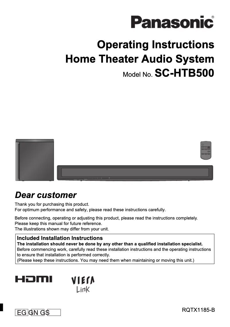 Página 1 del manual Manual de usuario Panasonic SC-HTB500