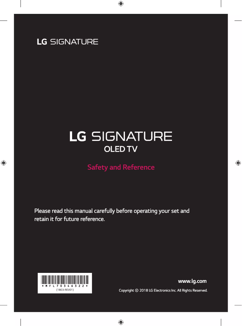 Page 1 de la notice Manuel utilisateur LG OLED77W8PPA