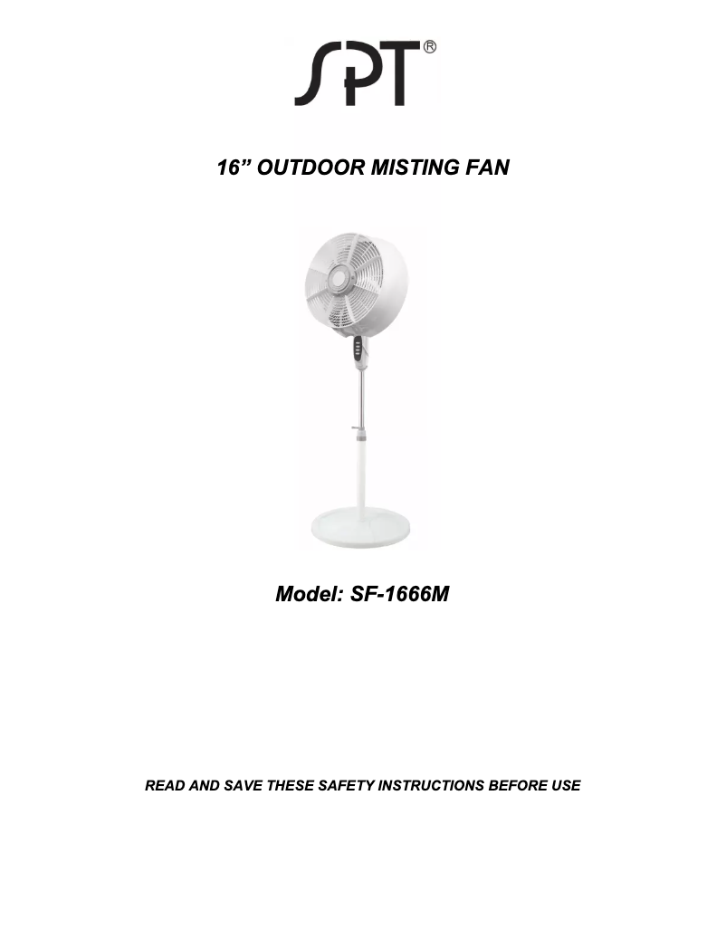 Image de la première page du manuel de l'appareil SF-1666M