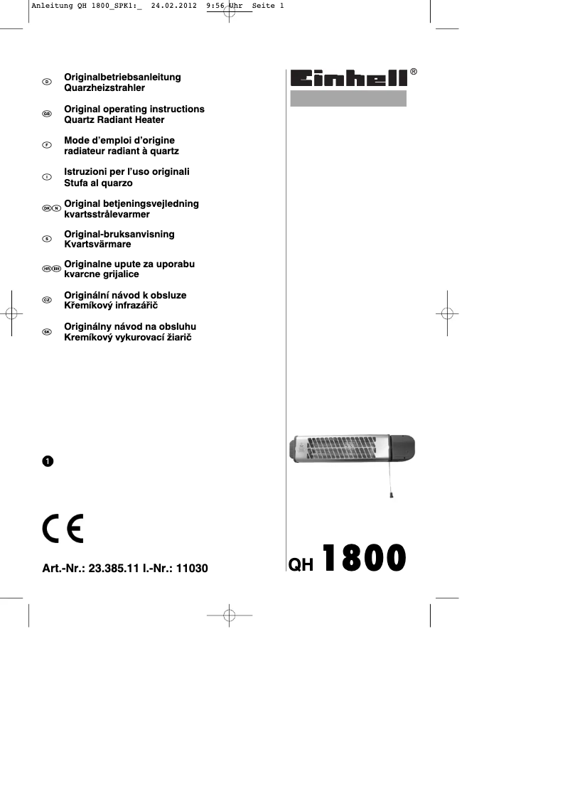 Page n°1 - Mode d'emploi Einhell QH 1800