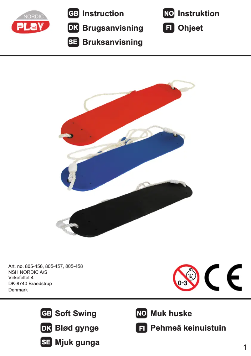 Page 1 de la notice Manuel utilisateur Nordic Play 805-456