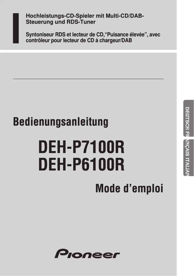 Page 1 de la notice Manuel utilisateur Pioneer DEH-P6100R