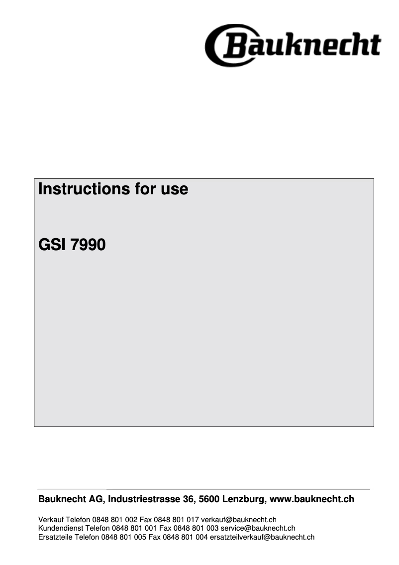 Page n°1 - Manuel utilisateur Bauknecht GSI 7990