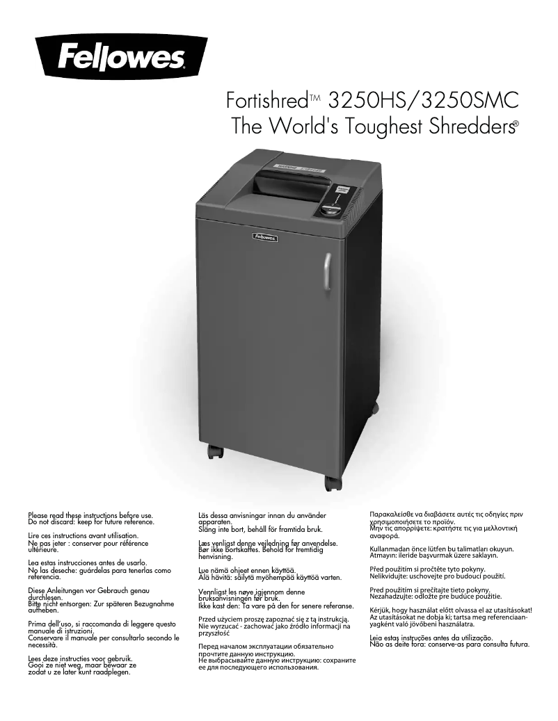 Página 1 del manual Manual de usuario Fellowes Fortishred 3250SMC