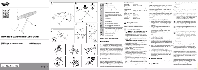 Image de la première page du manuel de l'appareil IAN 339703