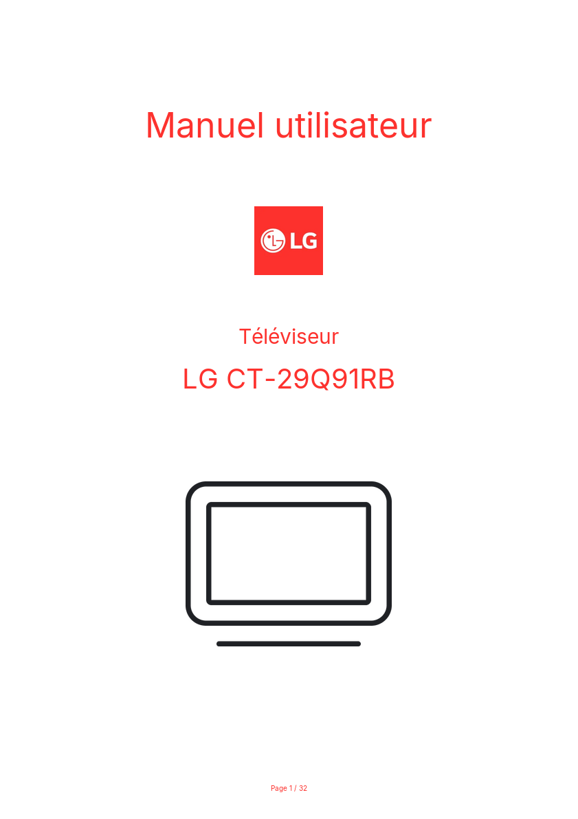 Page n°1 - Manuel utilisateur LG CT-29Q91RB