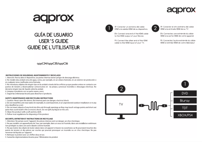Page 1 de la notice Manuel utilisateur Approx APPC35
