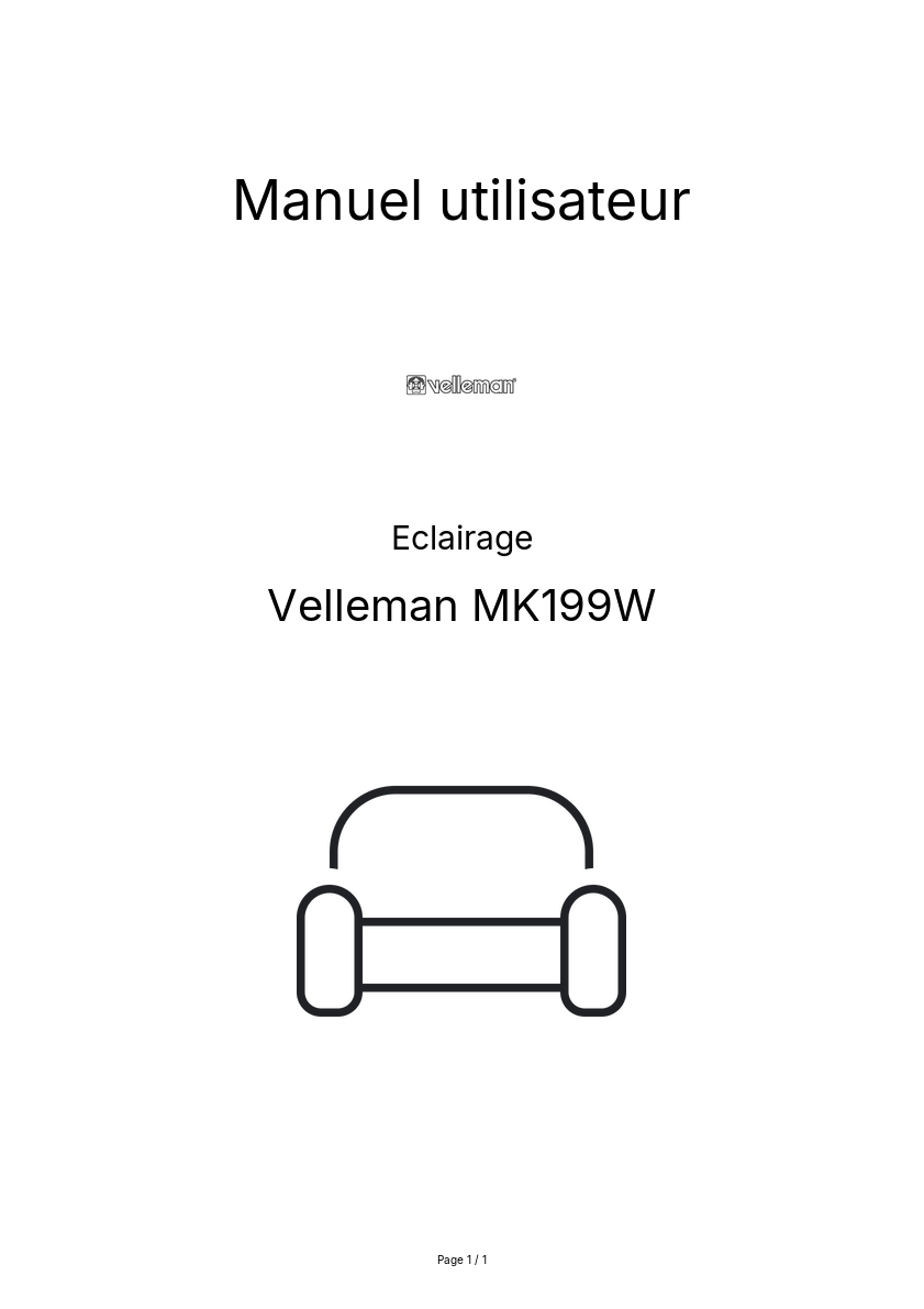 Page n°1 - Manuel utilisateur Velleman MK199W