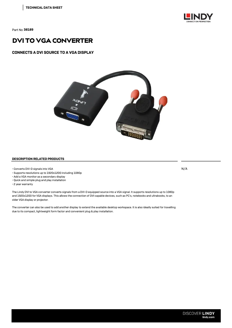 Page 1 de la notice Manuel utilisateur Lindy 38189