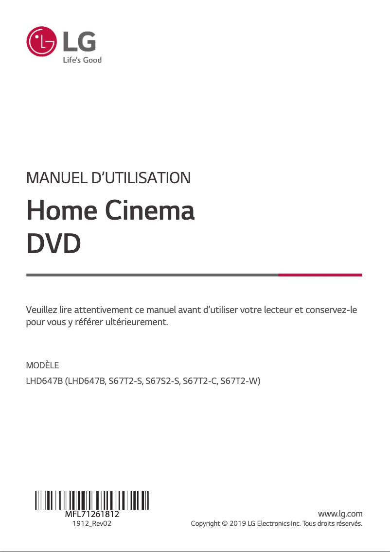 Page n°1 - Manuel utilisateur LG LHD647B