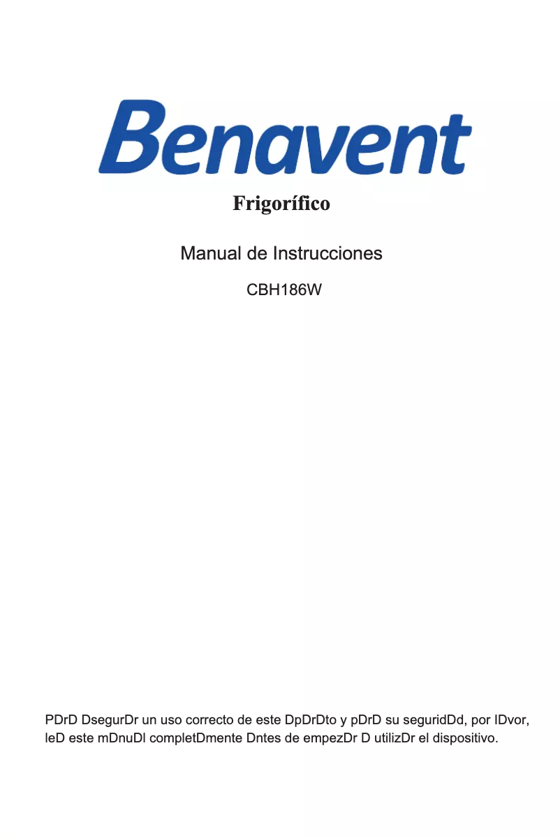 Page n°1 - Manuel utilisateur Benavent CBH186W