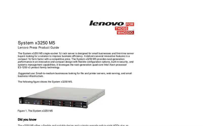 Page 1 de la notice Manuel utilisateur Lenovo System x x3250 M5