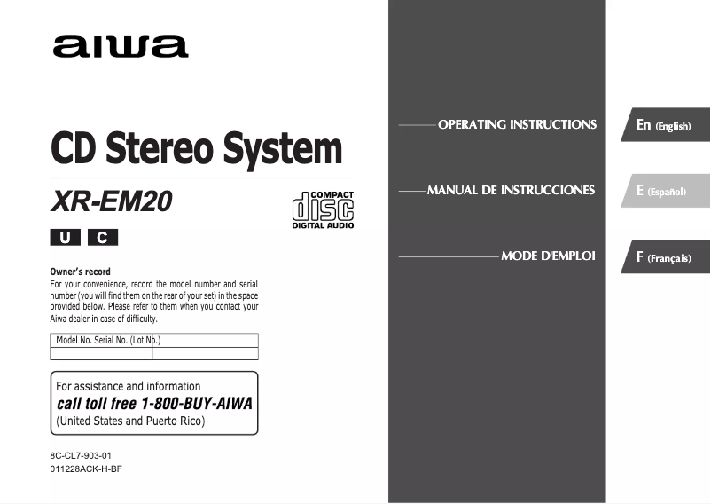 Page n°1 - Manuel utilisateur Aiwa XR-EM20
