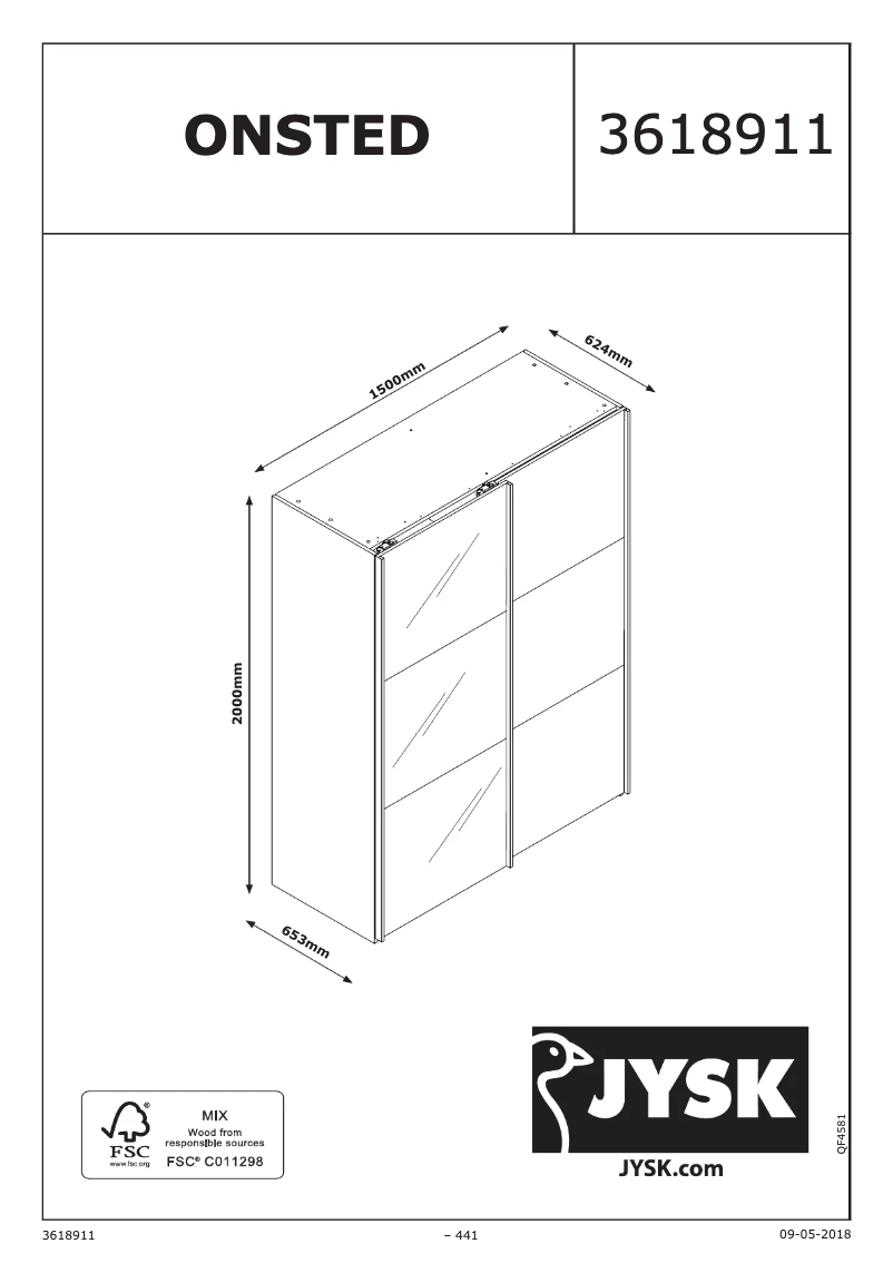 Image de la première page du manuel de l'appareil Onsted (151x201x64)