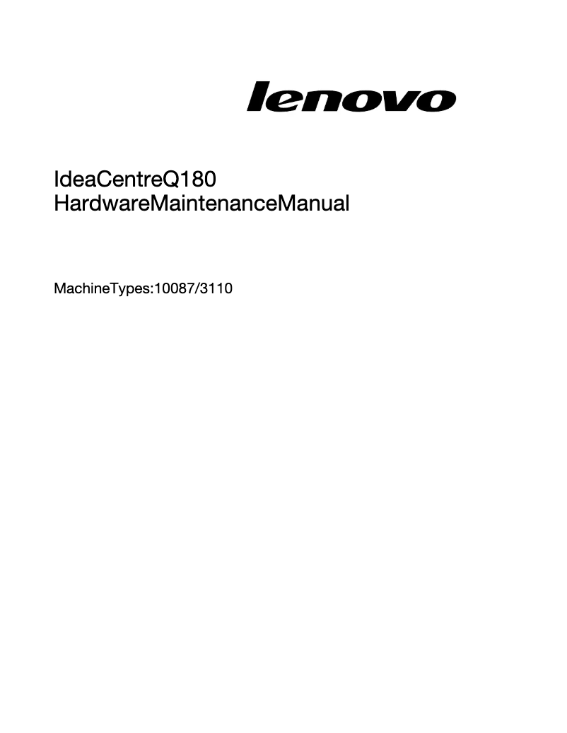 Page 1 de la notice Manuel utilisateur Lenovo IdeaCentre Q180