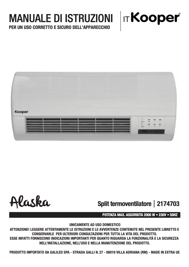 Page 1 de la notice Manuel utilisateur Kooper 2174703