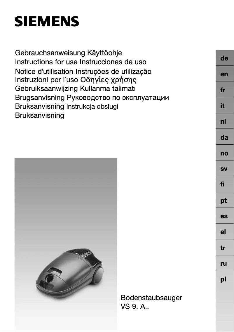 Page 1 de la notice Manuel utilisateur Siemens VS92A18