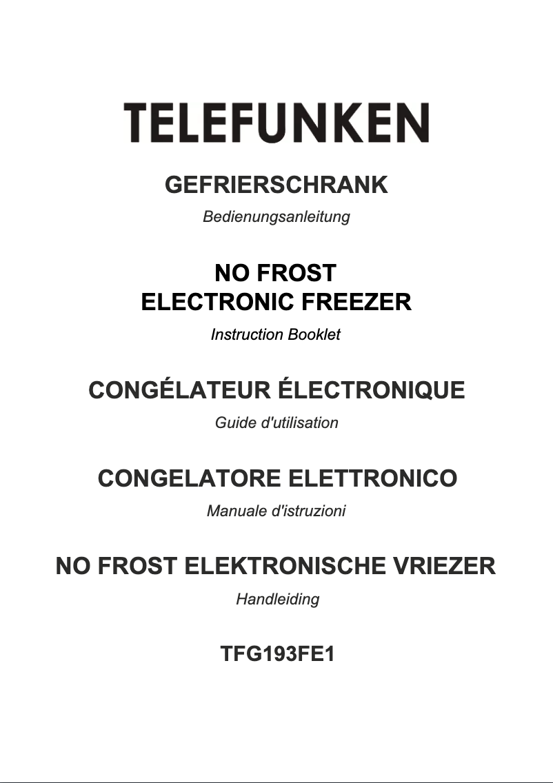 Page n°1 - Manuel utilisateur Telefunken TFG193FE1
