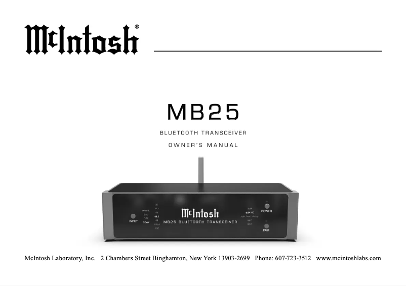 Page n°1 - Manuel utilisateur McIntosh MB25