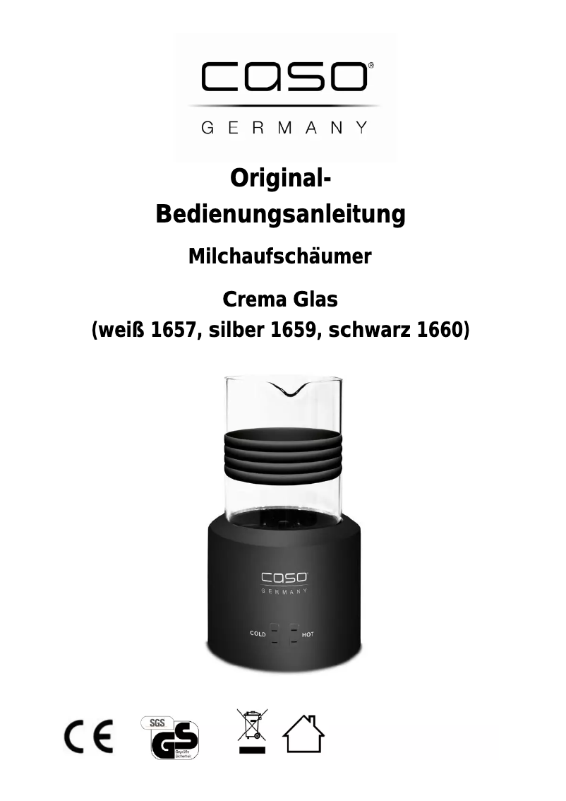 Página 1 del manual Manual de usuario Caso Crema Glas 1659