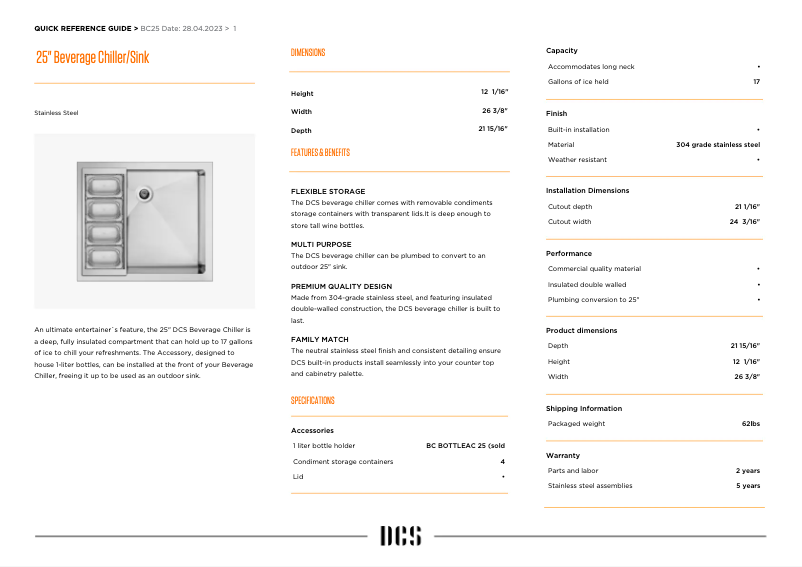 Page 1 de la notice Manuel utilisateur DCS BC25