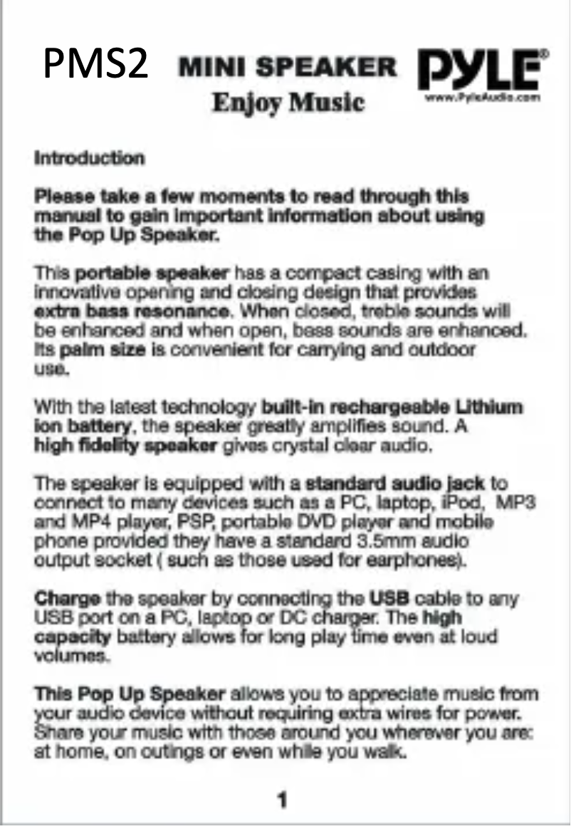 Página 1 del manual Manual de usuario Pyle PMS2B