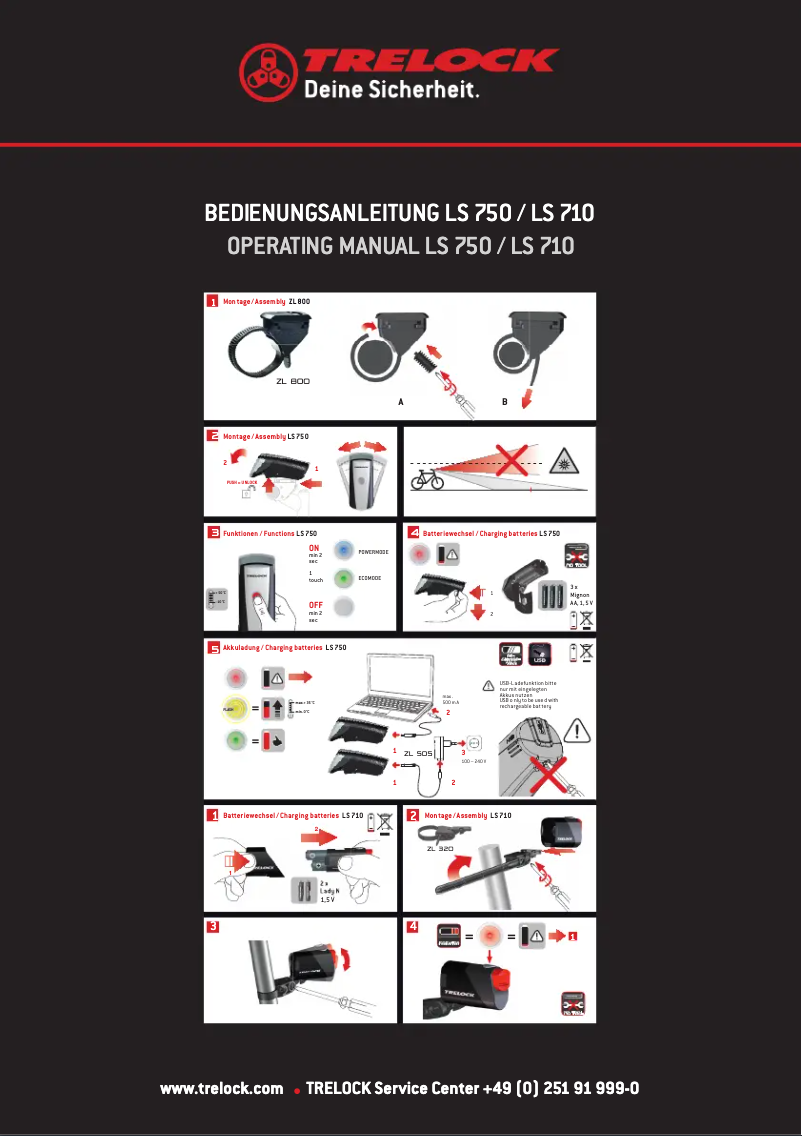 Page 1 de la notice Manuel utilisateur Trelock LS 750