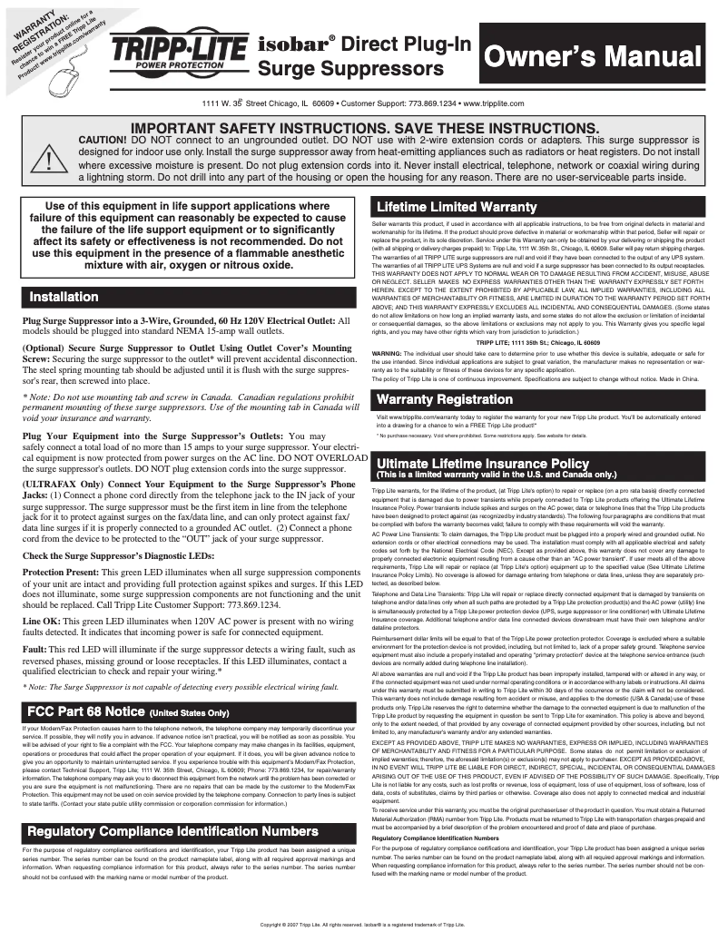 Image de la première page du manuel de l'appareil Isobar ULTRAFAX