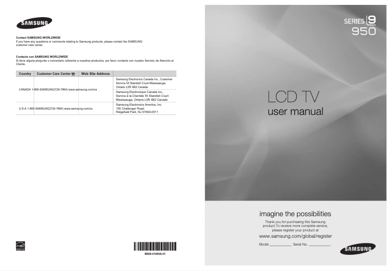 Image de la première page du manuel de l'appareil LN55A950D1F