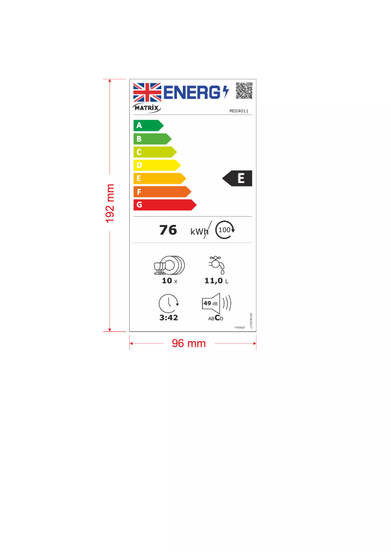 Page 1 de la notice Label énergétique Matrix MDI4011