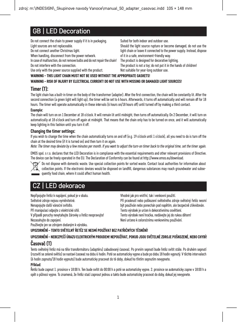 Page n°1 - Manuel utilisateur Emos DCZW05