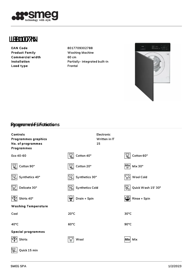 Página 1 del manual Folleto Smeg LB107N