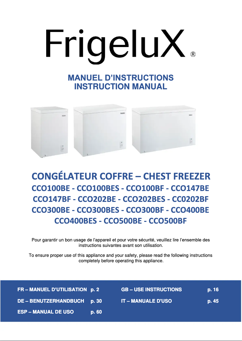 Image de la première page du manuel de l'appareil CCO100BE