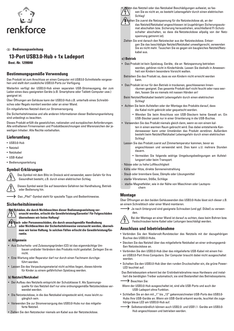 Página 1 del manual Manual de usuario Renkforce RF-3897144