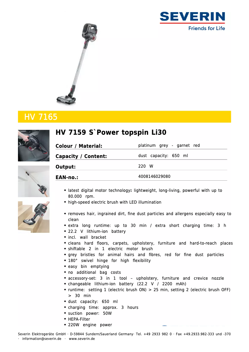 Image de la première page du manuel de l'appareil HV 7165