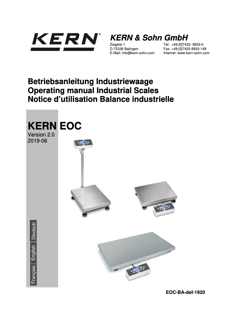 Image de la première page du manuel de l'appareil EOC 60K-3A