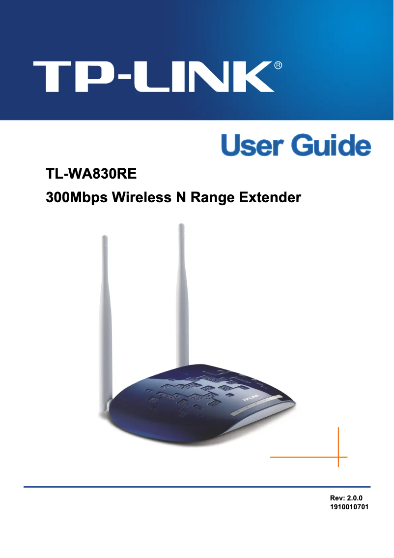 Page n°1 - Manuel utilisateur TP-Link TL-WA830RE V2