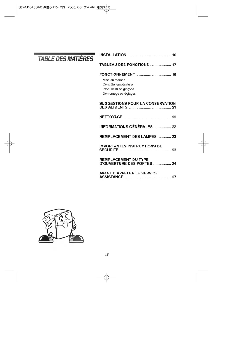 Page 1 de la notice Manuel utilisateur LG LRTN18310WW
