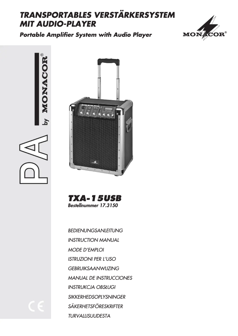 Page n°1 - Manuel utilisateur Monacor TXA-15USB