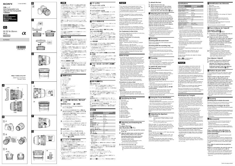 Page 1 de la notice Manuel utilisateur Sony SELP1635G
