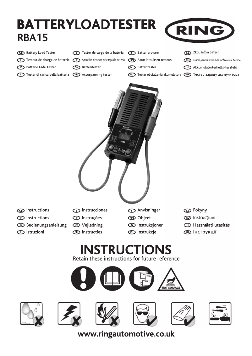 Page 1 de la notice Manuel utilisateur Ring RBA15