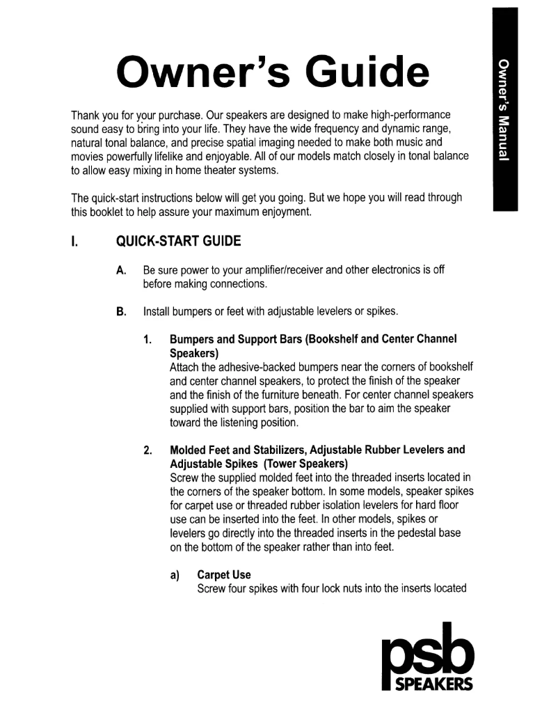 Page 1 de la notice Manuel utilisateur PSB Imagine T