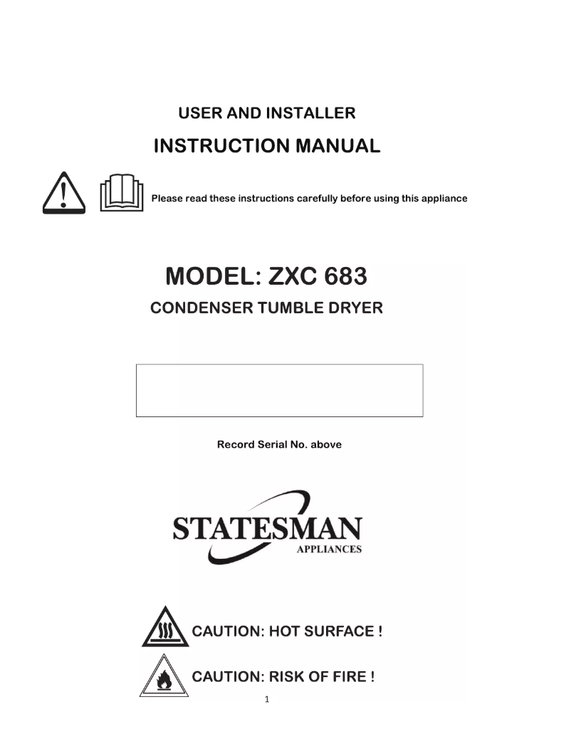 Page 1 de la notice Manuel utilisateur Statesman ZXC683W
