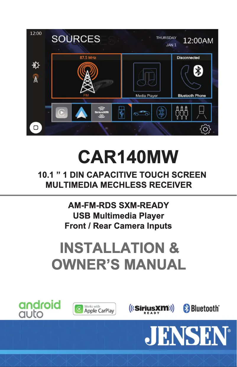Page 1 de la notice Manuel utilisateur Jensen CAR140MW